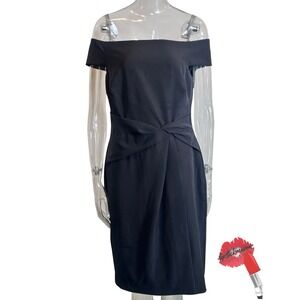 Ralph Lauren Dress Women 10 Black Off The Shoulder Preppy Party Black‎ Label NWT